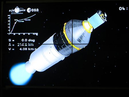 Vệ tinh VNREDSat-1 được lắp ở trên đầu (bên phải)