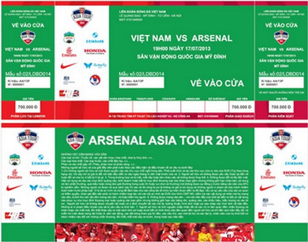 Bán vé trận Việt Nam-Arsenal qua đường công văn