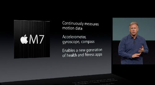 Một trong những điểm mới và khác biệt của 5S so với các thế hệ trước là việc được trang bị chip cảm biến riêng có tên M7,