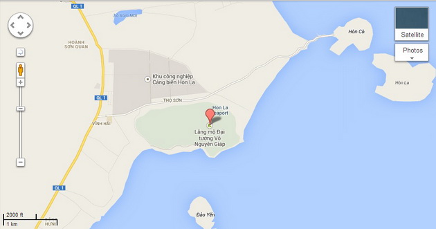 Nơi an nghỉ của Đại tướng nhìn từ Google Maps