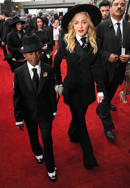 And the award for best-dressed duo goes to Madonna, in Ralph Lauren Collection, and her son David donning coordinating suits.