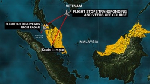 Malaysia bác tin máy bay mất tích quay ngược về eo Malacca