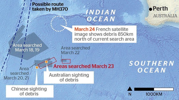 Đội định vị hộp đen của Mỹ tới vùng nghi có mảnh vỡ MH370