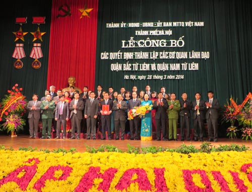 Bộ máy quận Bắc và Nam Từ Liêm hoạt động từ 1/4