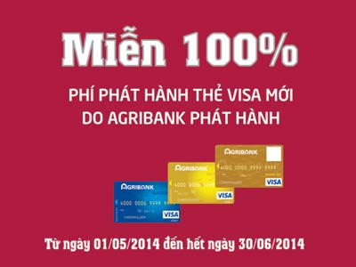 Agribank miễn phí phát hành thẻ Visa quốc tế