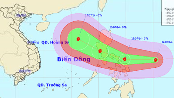 Siêu bão Rammasun sắp vào Biển Đông