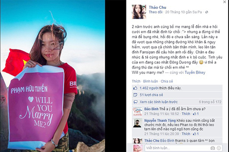 Thiếu nữ Hà Nội leo đỉnh Fansipan để cầu hôn bạn trai