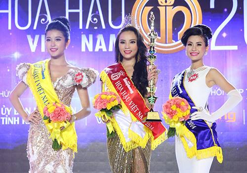 Top 3 Hoa hậu Việt Nam 2014: Huyền My, Kỳ Duyên, Diễm Trang (từ trái qua).