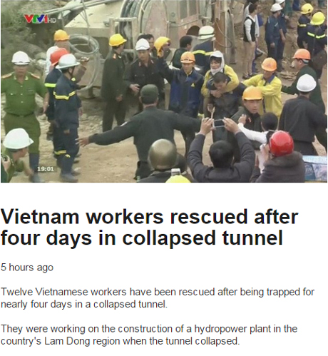Hãng tin BBC chiếu cảnh các công nhân Việt Nam được giải cứu.