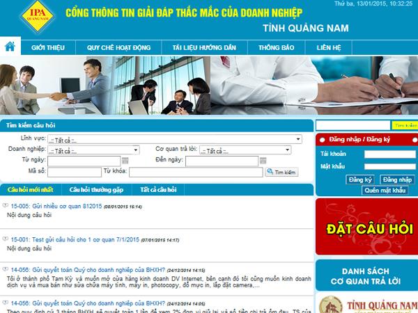 Cổng thông tin hỗ trợ doanh nghiệp tỉnh Quảng Nam